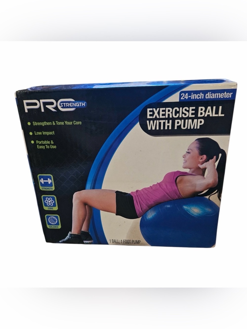 PRO Strength 24" Blue Exercise Ball with Pump